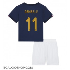 Francia Ousmane Dembele #11 Prima Maglia Bambino Mondiali 2022 Manica Corta (+ Pantaloni corti)